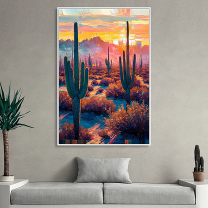 Phoenix Arizona Sunset Glow Sitting Room - White Canvas Wall Art
