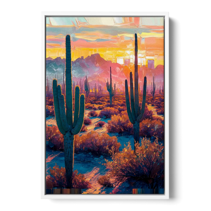 Phoenix Arizona Sunset Glow Front - White Canvas Wall Art