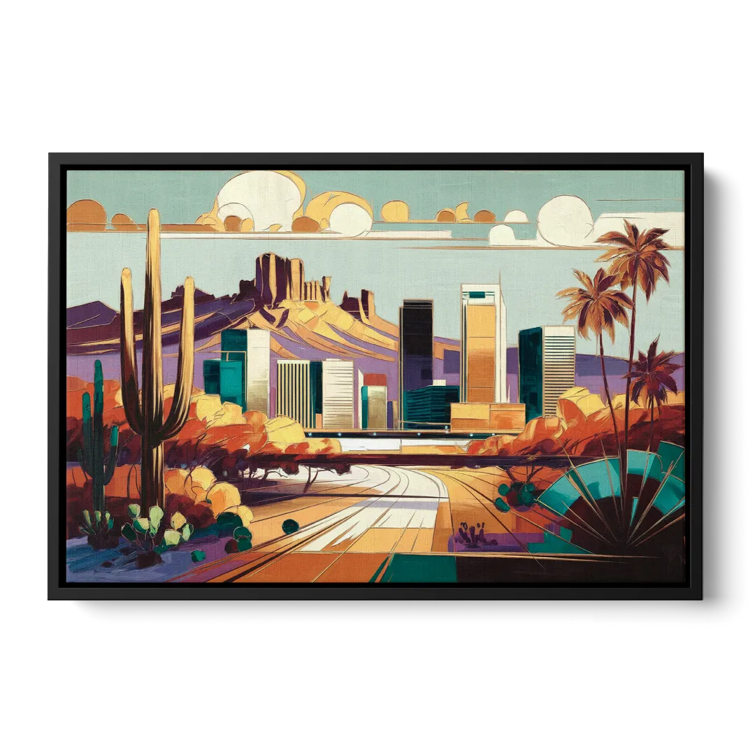 Phoenix Arizona Urban Art Front - Black Canvas Wall Art
