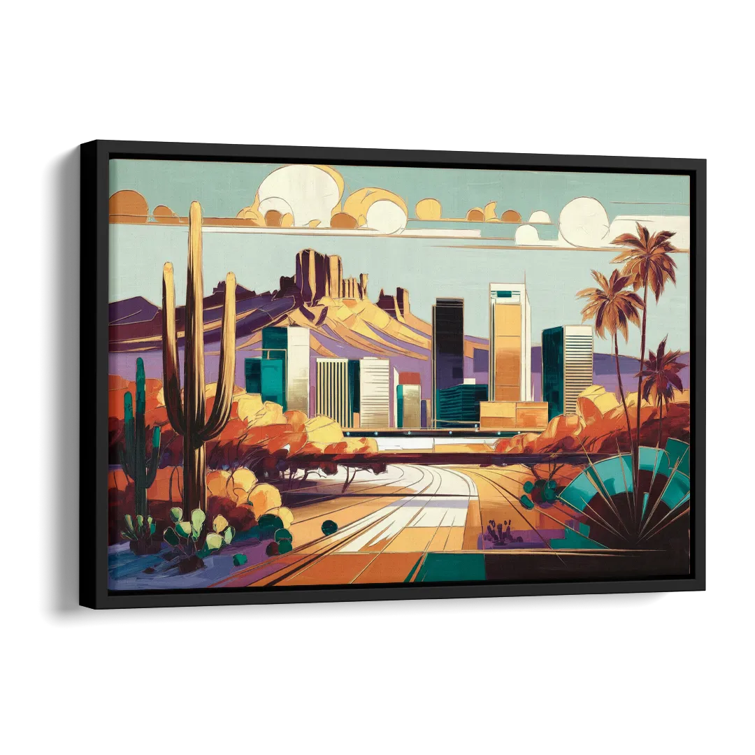 Phoenix Arizona Urban Art Side - Black Canvas Wall Art