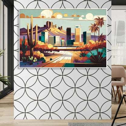 Phoenix Arizona Urban Art Living Room - White Canvas Wall Art