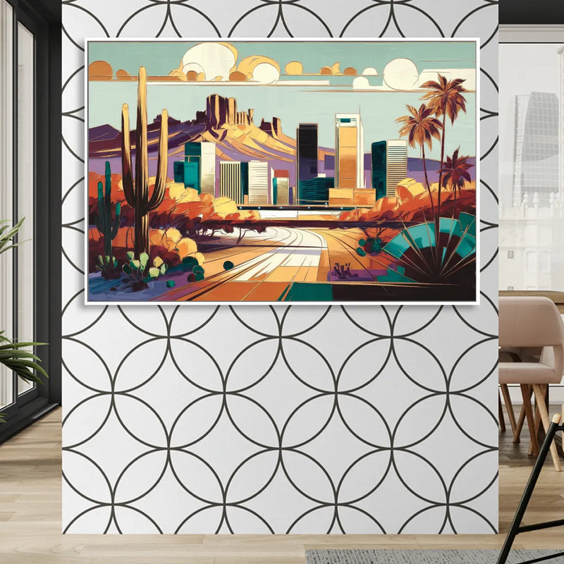Phoenix Arizona Urban Art Living Room - White Canvas Wall Art