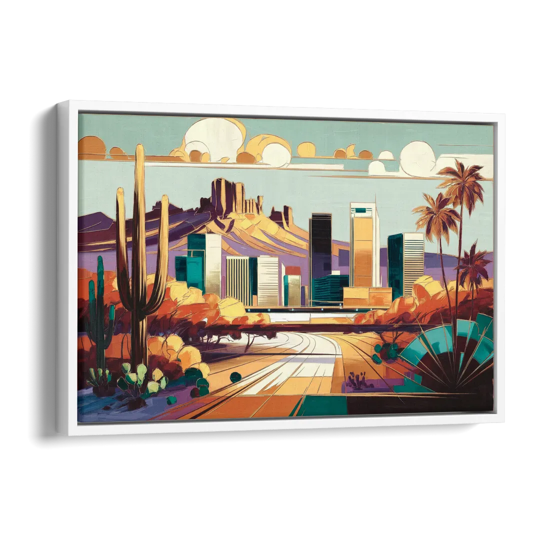Phoenix Arizona Urban Art Side - White Canvas Wall Art