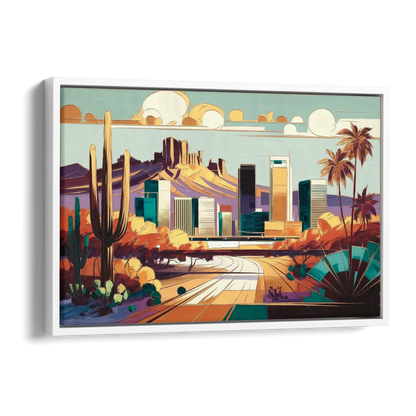 Phoenix Arizona Urban Art Side - White Canvas Wall Art