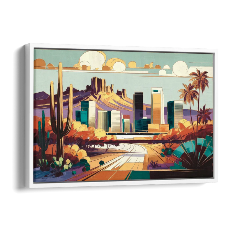 Phoenix Arizona Urban Art Side - White Canvas Wall Art