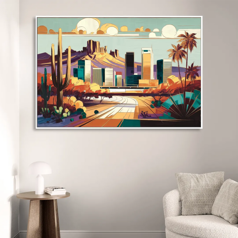 Phoenix Arizona Urban Art Sitting Room - White Canvas Wall Art