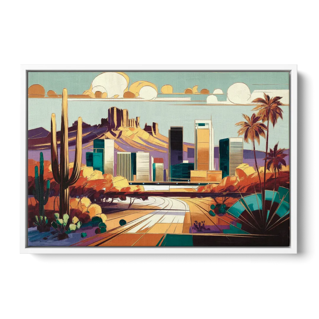 Phoenix Arizona Urban Art Front - White Canvas Wall Art