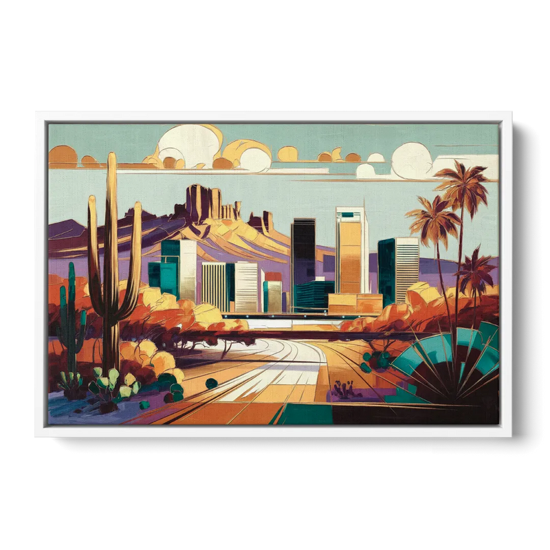 Phoenix Arizona Urban Art Front - White Canvas Wall Art