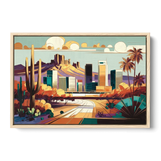 Phoenix Arizona Urban Art - Oak Framed Canvas Wall Art - Front
