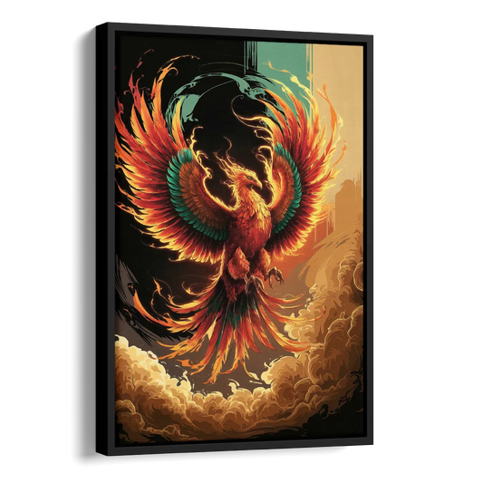 Phoenix Bird Abstract Artwork Side - Black Canvas Wall Art