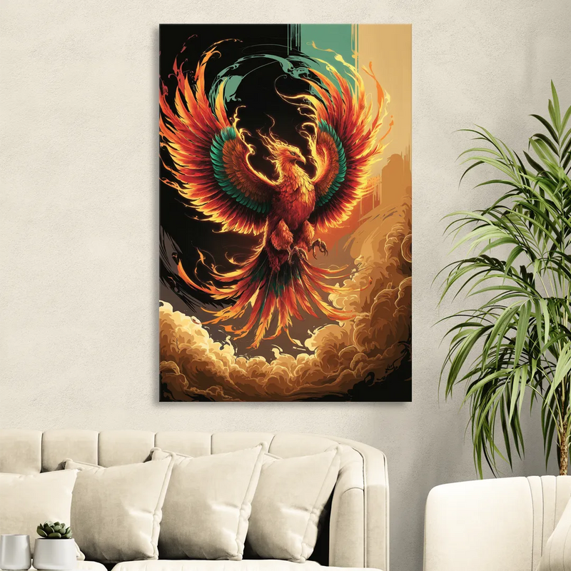 Phoenix Bird Abstract Artwork Sitting Room - Canvas Wall Art