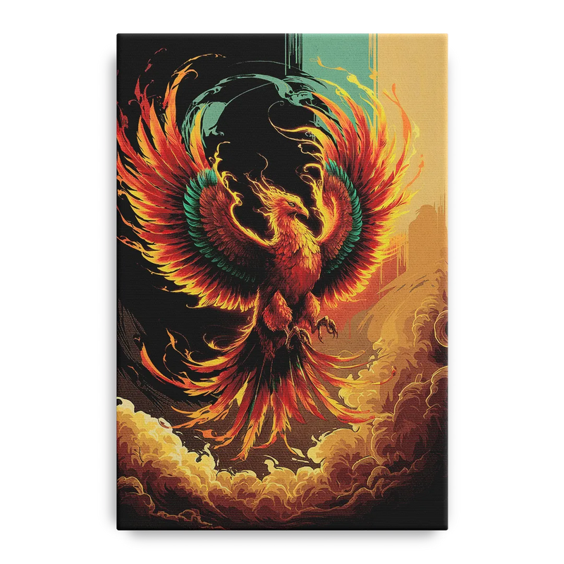 Phoenix Bird Abstract Artwork Front - Canvas Wall Art