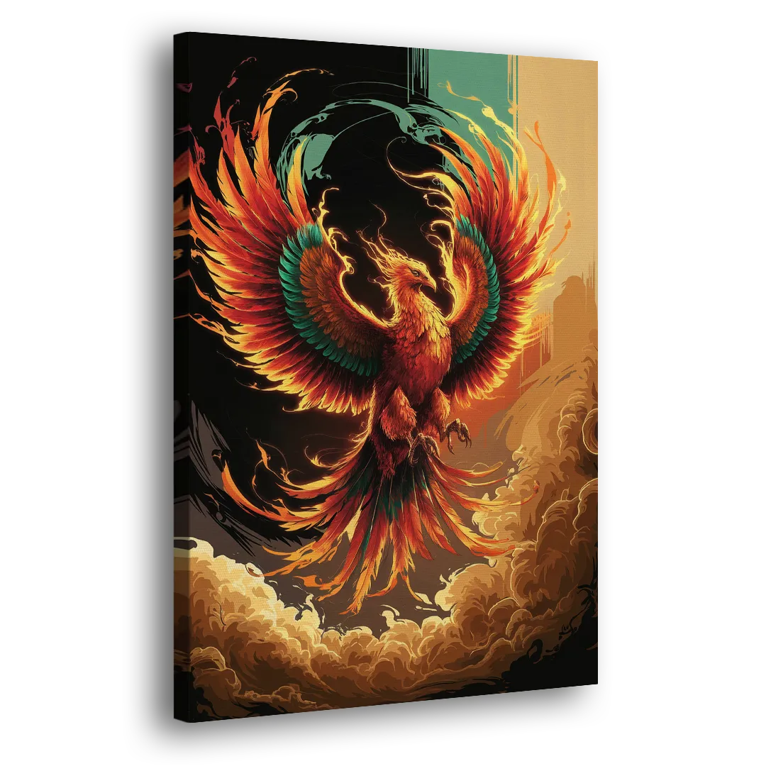 Phoenix Bird Abstract Artwork Side - Canvas Wall Art