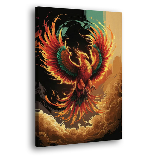Phoenix Bird Abstract Artwork Side - Canvas Wall Art