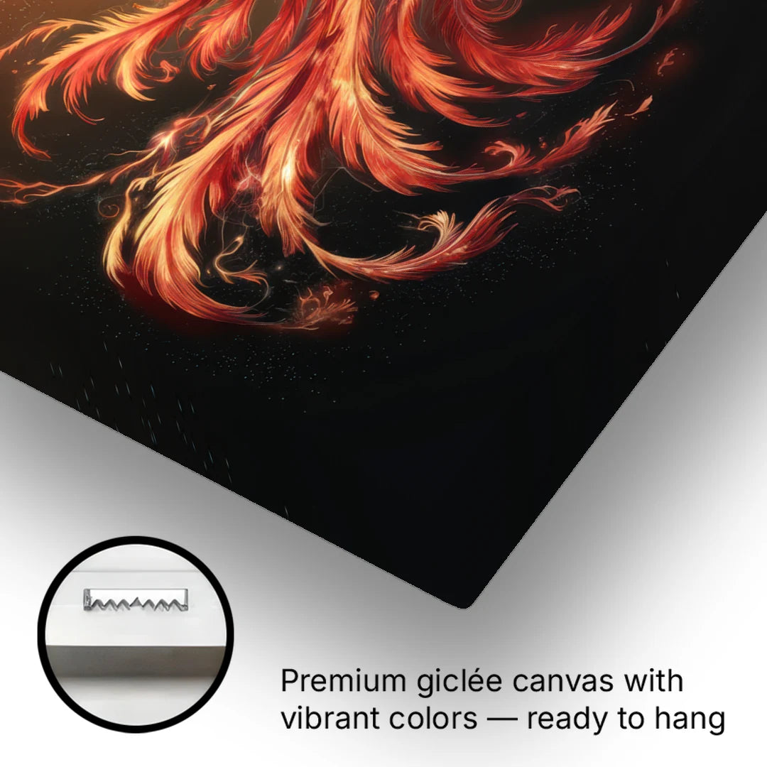 Phoenix Bird in Flight - Canvas Wall Art - Gallery Wrap Corner