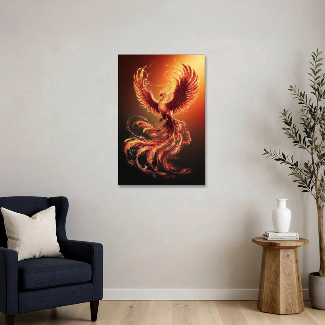 Phoenix Bird in Flight - Canvas Wall Art - Sofa - 24x36