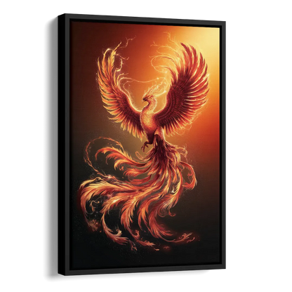Phoenix Bird in Flight Side - Black Canvas Wall Art