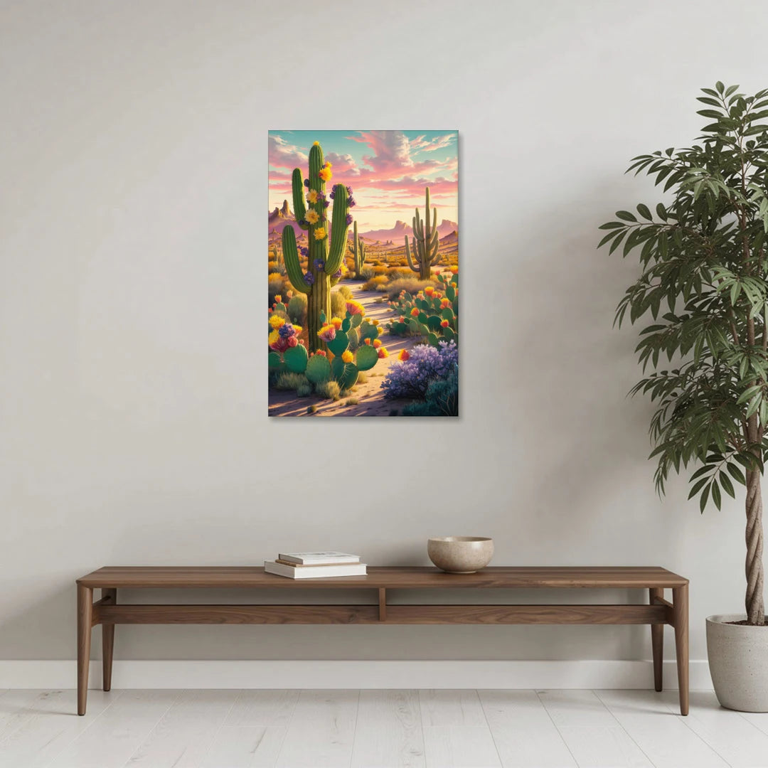 Phoenix Cactus Scene - Canvas Wall Art - Coffee Table - 24x36