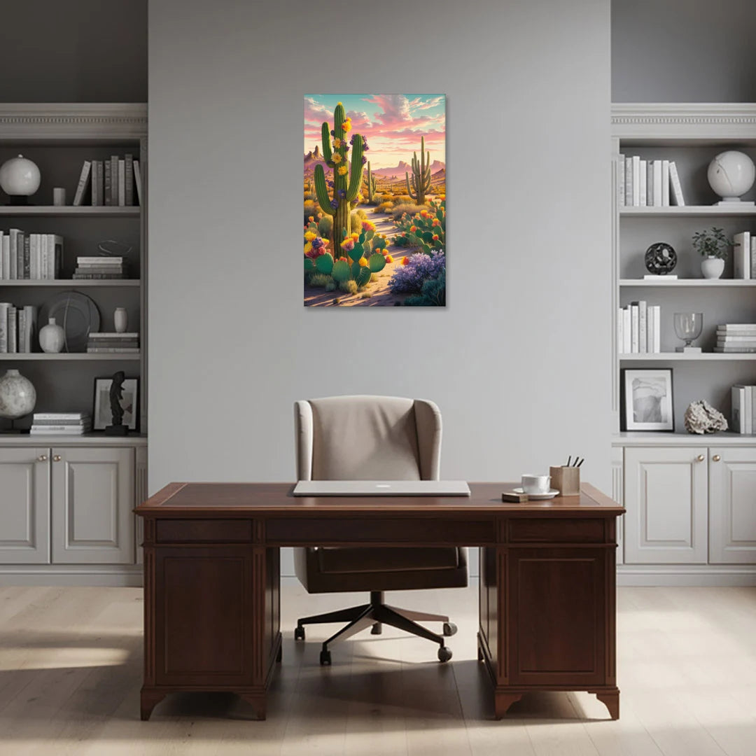 Phoenix Cactus Scene - Canvas Wall Art - Office - 24x36