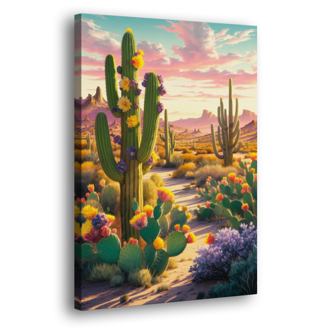 Phoenix Cactus Scene - Canvas Wall Art - Side