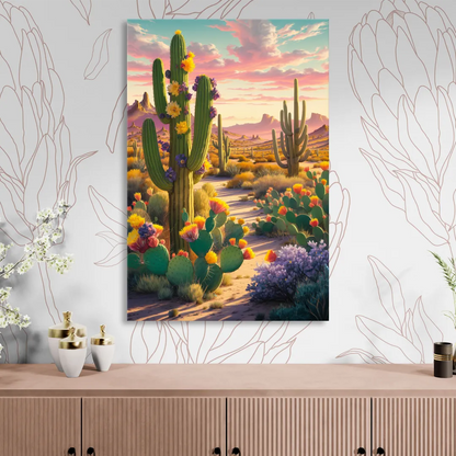 Phoenix Cactus Scene Living Room - Canvas Wall Art