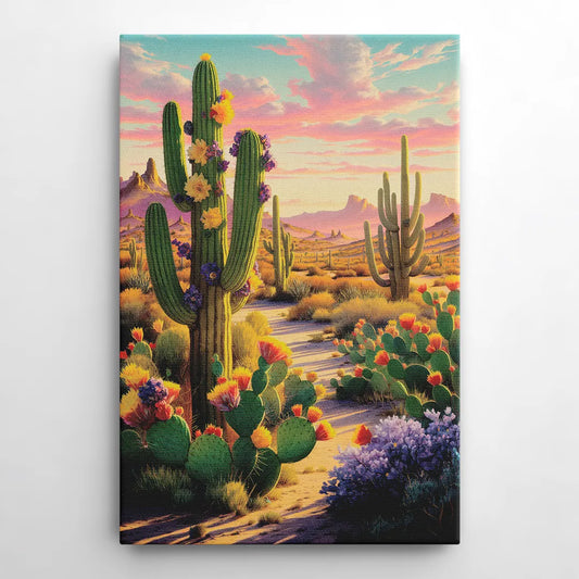 Phoenix Cactus Scene - Canvas Wall Art