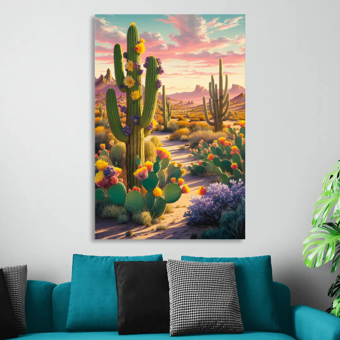Phoenix Cactus Scene Sitting Room - Canvas Wall Art