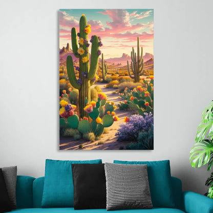 Phoenix Cactus Scene Sitting Room - Canvas Wall Art