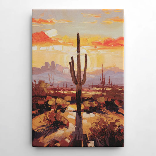 Phoenix Cactus Silhouette - Canvas Wall Art