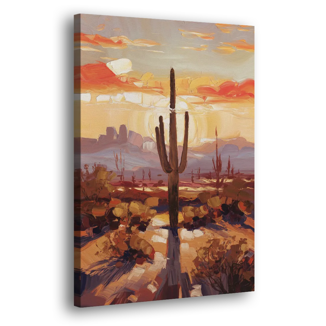 Phoenix Cactus Silhouette Side - Canvas Wall Art