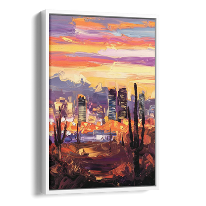 Phoenix City Lights and Skies Side - White Canvas Wall Art
