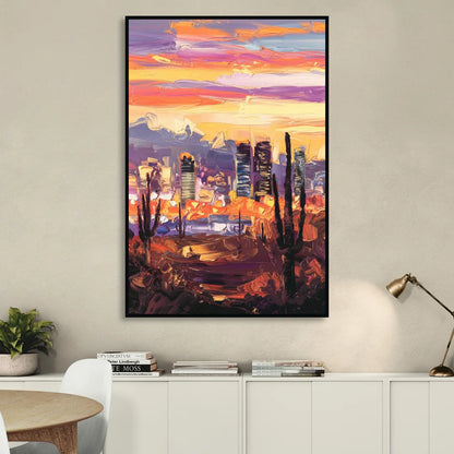 Phoenix City Lights and Skies Sitting Room - Black Canvas Wall Art