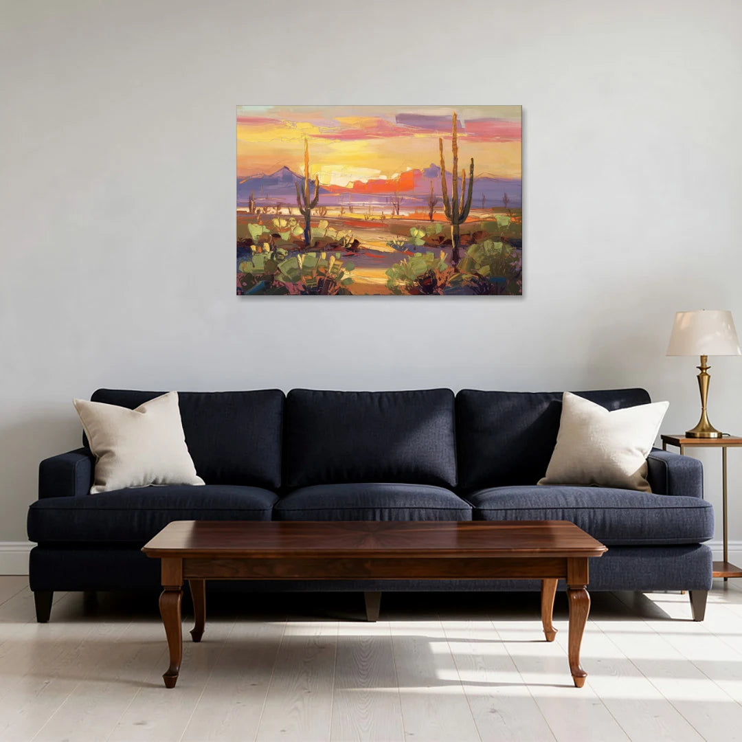 Phoenix Desert Horizon Scene - Canvas Wall Art - Sofa - 36x24