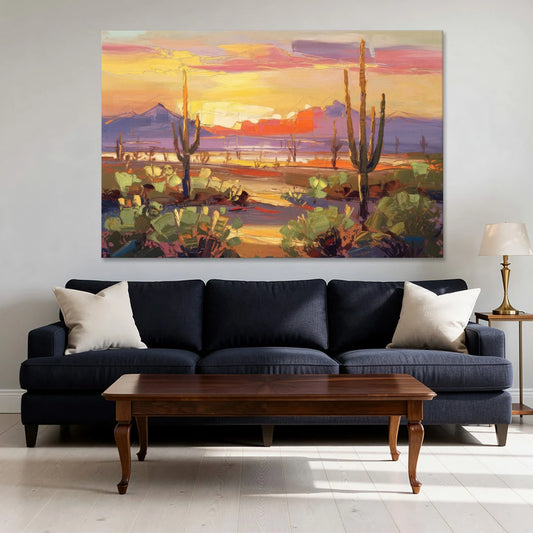 Phoenix Desert Horizon Scene - Canvas Wall Art - Sofa - 60x40