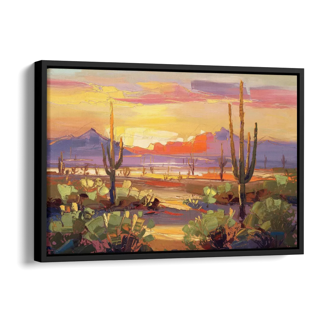 Phoenix Desert Horizon Scene Side - Black Canvas Wall Art
