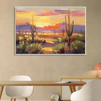 Phoenix Desert Horizon Scene Sitting Room - White Canvas Wall Art
