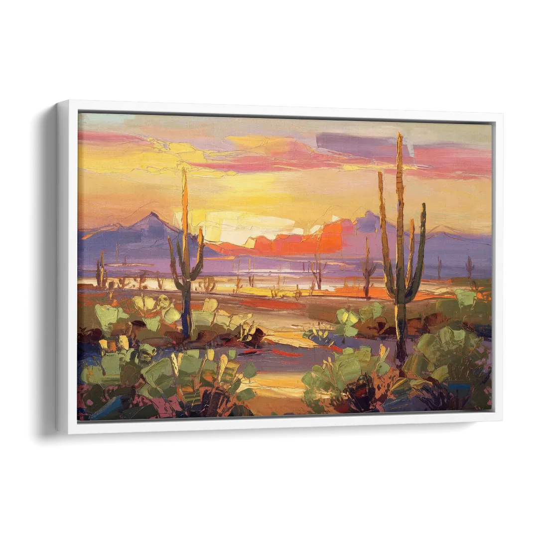 Phoenix Desert Horizon Scene Side - White Canvas Wall Art