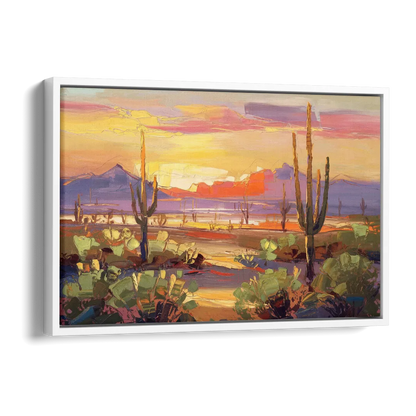 Phoenix Desert Horizon Scene Side - White Canvas Wall Art