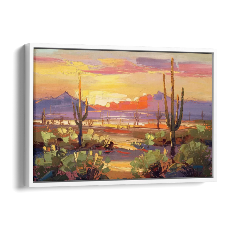 Phoenix Desert Horizon Scene Side - White Canvas Wall Art