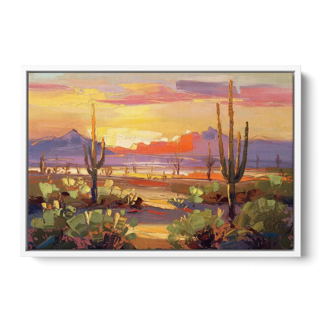 Phoenix Desert Horizon Scene Front - White Canvas Wall Art