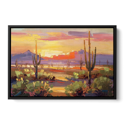 Phoenix Desert Horizon Scene Front - Black Canvas Wall Art