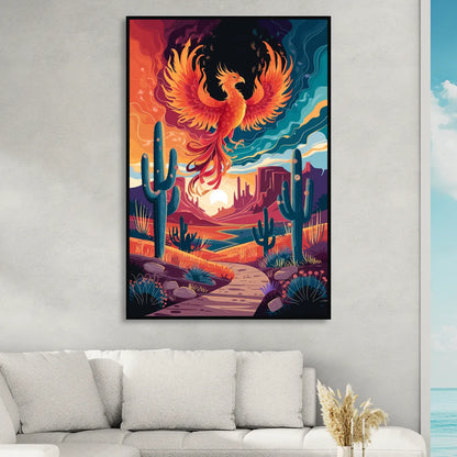 Phoenix Desert Landscape Sitting Room - Black Canvas Wall Art