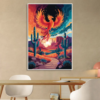 Phoenix Desert Landscape Sitting Room - White Canvas Wall Art