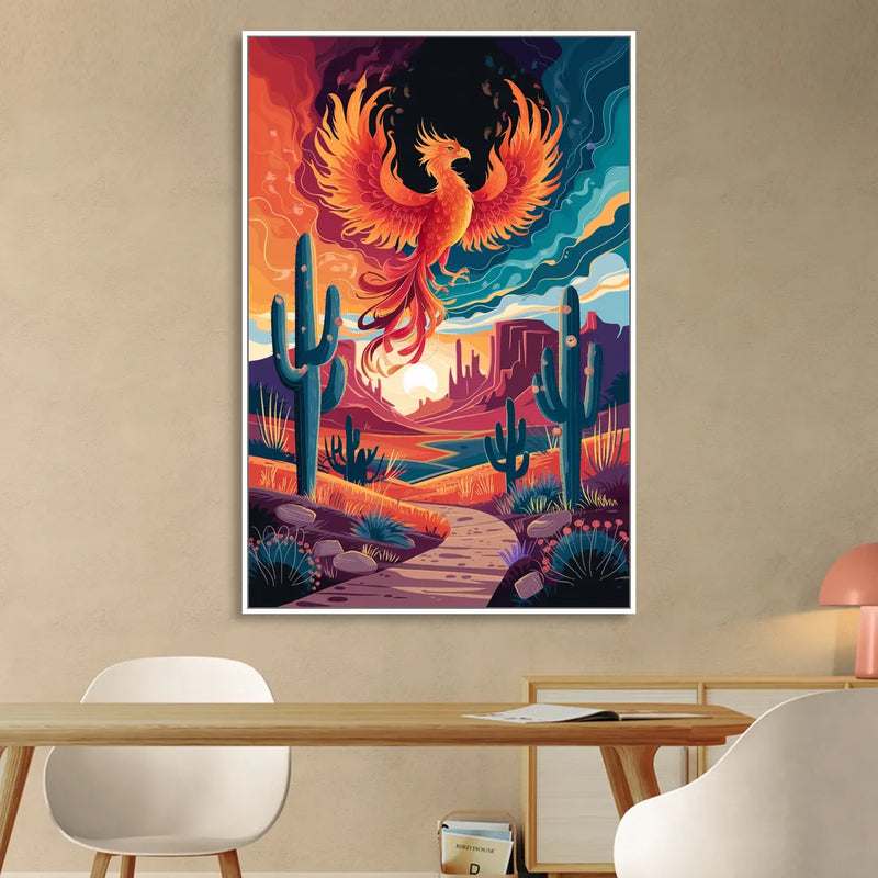 Phoenix Desert Landscape Sitting Room - White Canvas Wall Art