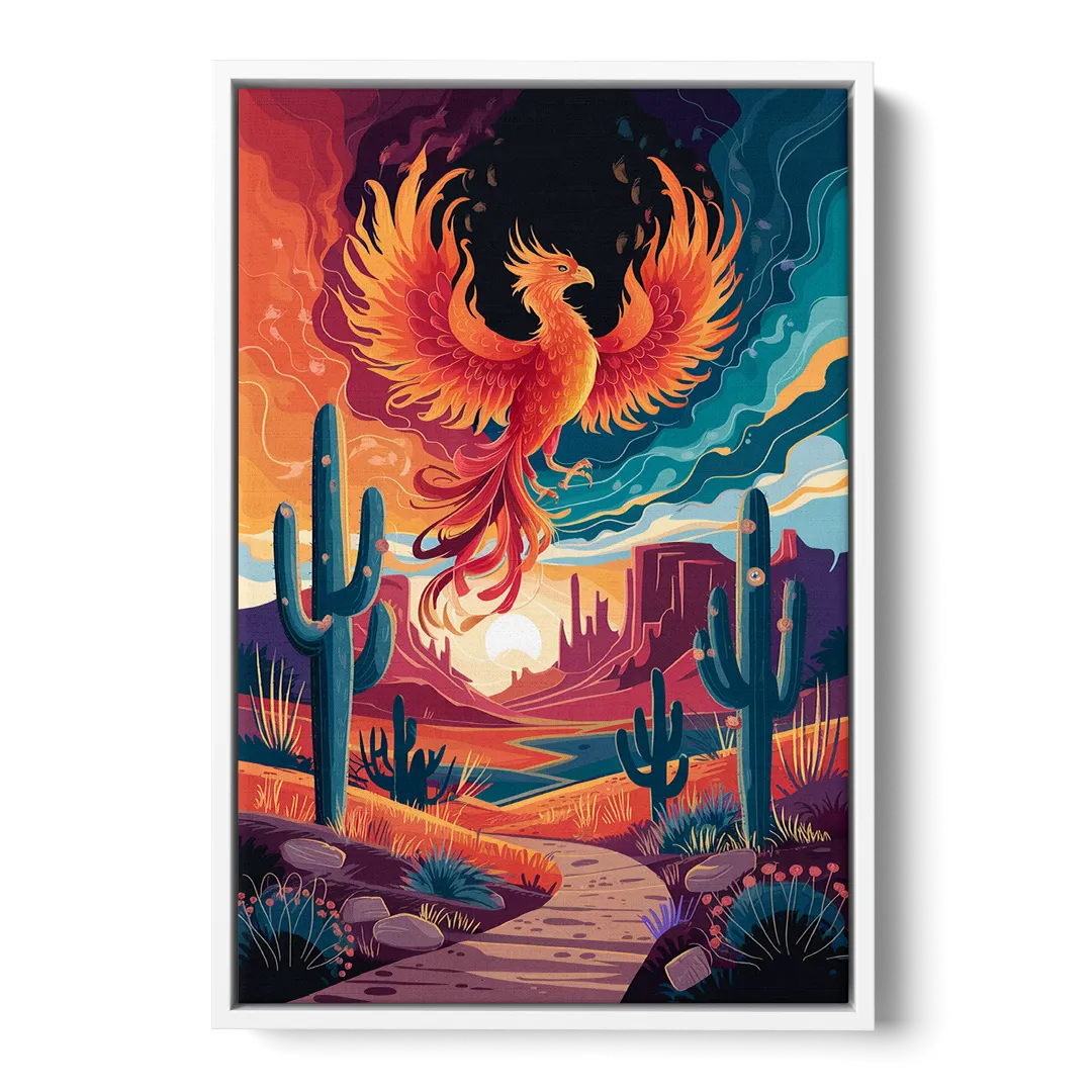 Phoenix Desert Landscape Front - White Canvas Wall Art