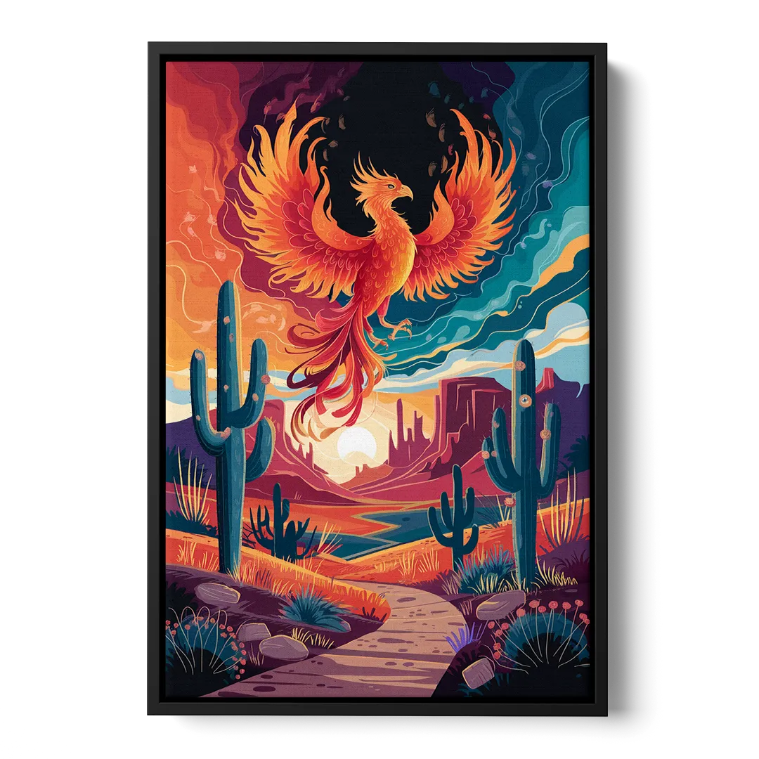 Phoenix Desert Landscape Front - Black Canvas Wall Art
