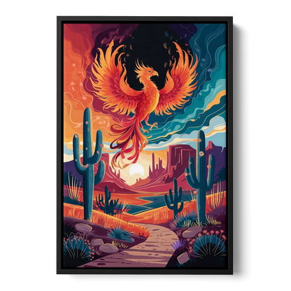 Phoenix Desert Landscape Front - Black Canvas Wall Art