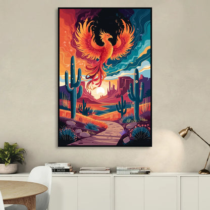 Phoenix Desert Landscape Living Room - Black Canvas Wall Art