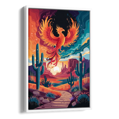 Phoenix Desert Landscape Side - White Canvas Wall Art