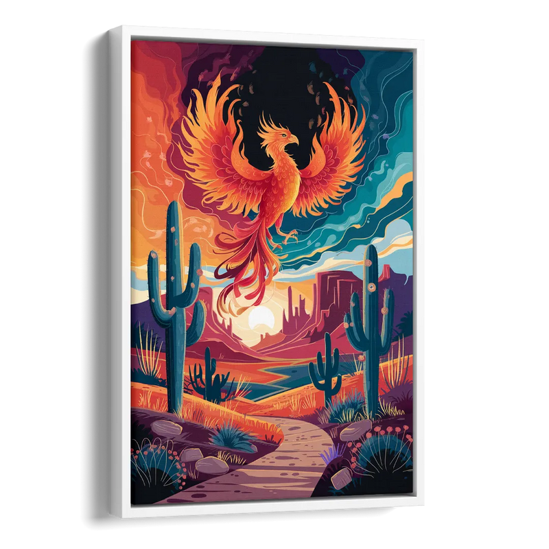 Phoenix Desert Landscape Side - White Canvas Wall Art